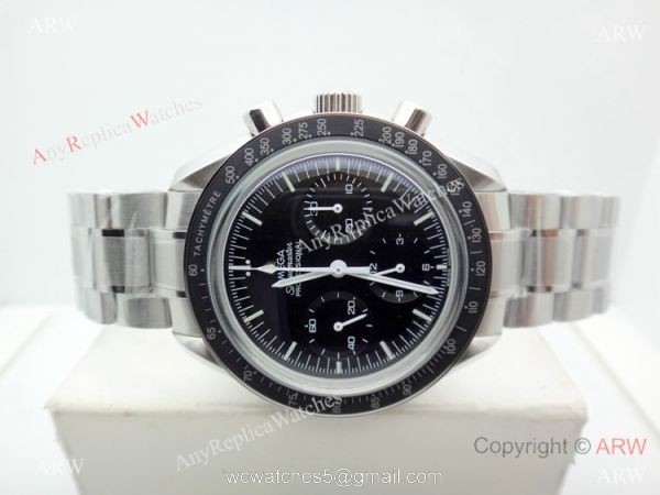 Swiss Grade 1 Omega Speedmaster 7750 Stainless Steel Black Bezel Swiss Replica Watches