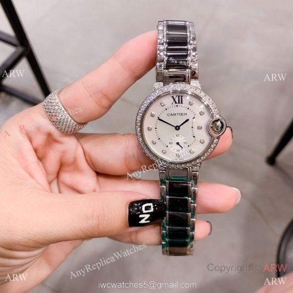 Cartier Ballon Bleu de 36mm Quartz Watch Black Ceramic Silver