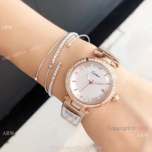 New Copy Cartier Pasha de Black Dial Rose Gold Watch 35mm Women