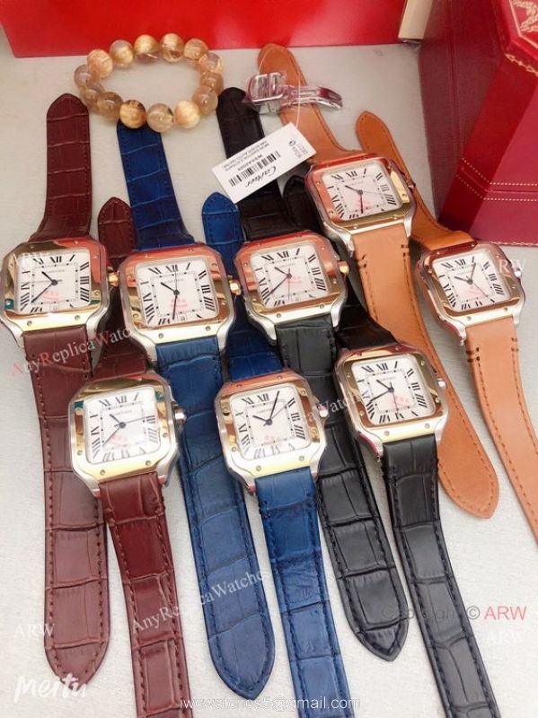 2019 Replica Cartier Santos de Lovers Watch Blue Leather Strap