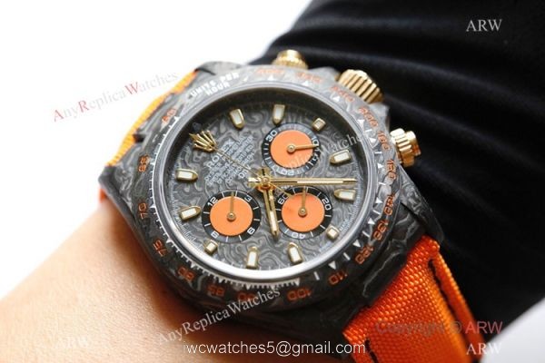 1:1 Best Edition Rolex Daytona Carbon Fiber Orange Rubber Strap Watch 7750 Movement