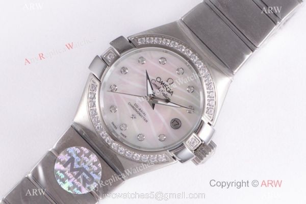 Swiss Copy Omega Constellation SS Mother of Pearl Dial Watch 27mm Ladies