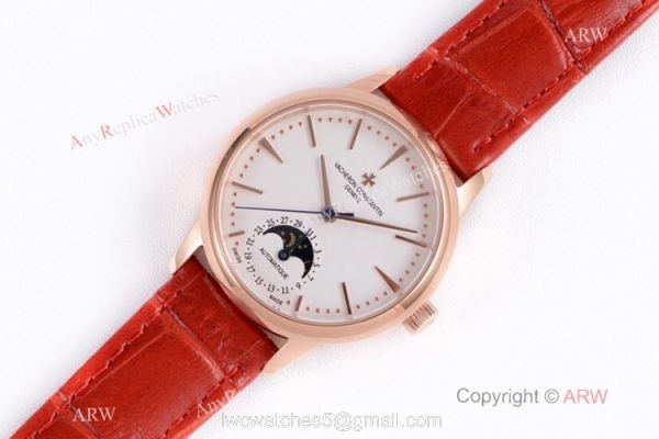 (VC) Vacheron Constantin Copy Patrimony Moon phase Rose Gold Diamond Watch 32mm