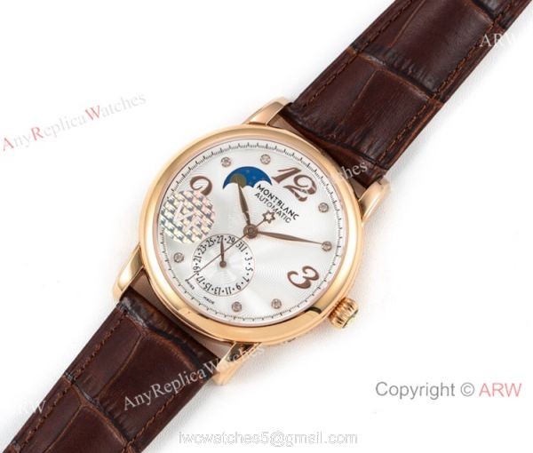 VF Factory Fake Montblanc Star Legacy Moon Rose Gold White Face Watch