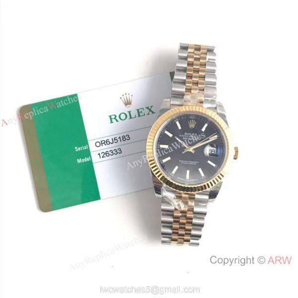 (EW) Swiss 3235 Rolex Datejust II Two Tone Black Face 41 Watch Rolex Grade 1 Copy