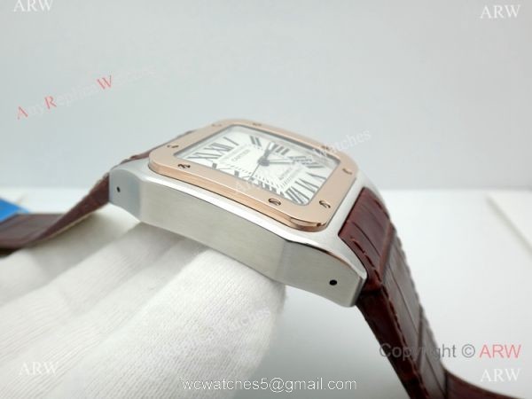 Swiss Replica Cartier Santos de 2-Tone Rose Gold Automatic Watch