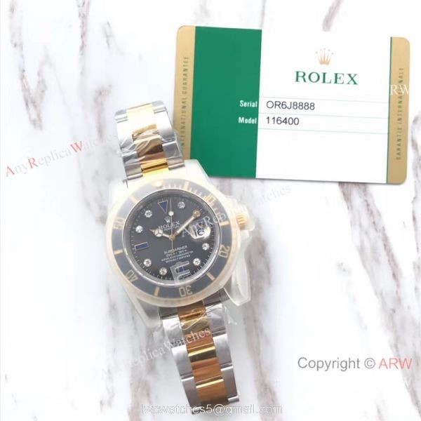 Best Replica Rolex Submariner EW Factory 3135 Two Tone Diamond Watch
