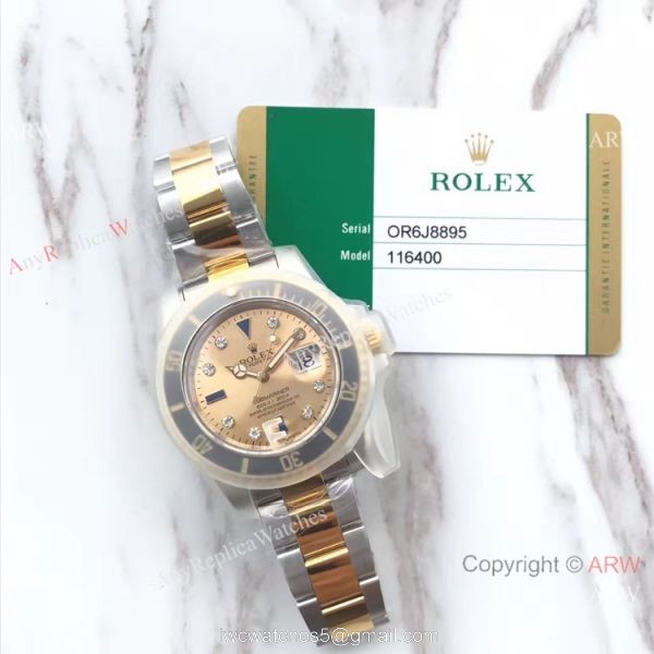 Swiss Copy Rolex Submariner EW Factory Swiss 3135 2-Tone Gold Dial Watch