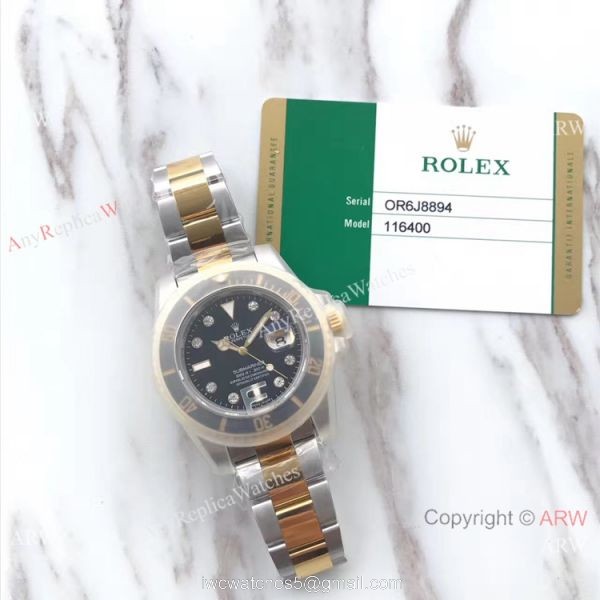 (EWF) Swiss Replica Rolex Submariner EW Factory Diamond Markers 2-Tone 3135 Watch 40mm