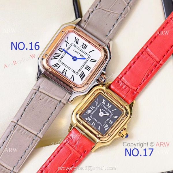 Copy Cartier Panthere de 2-Tone Black Face Quartz Watch 27mm 22mm