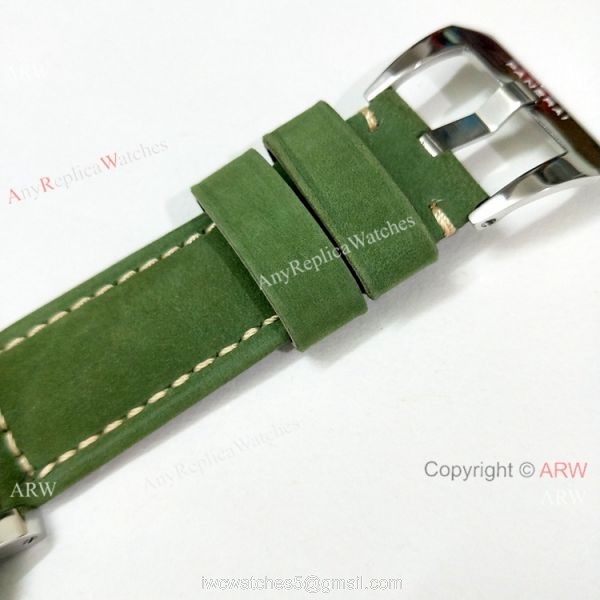 Luminor Marina Panerai Pam111 Copy Watch Green Face Leather Strap