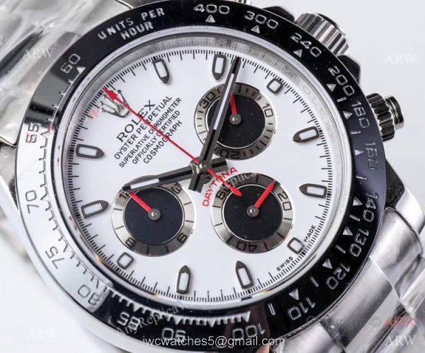 1:1 Swiss Replica Rolex Daytona 4130 JH Stainless Steel White Dial Watch 40MM
