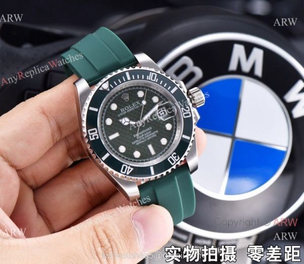 Rolex Submariner Clone Ss Black Dial Rubber Strap Watch Buy Replica