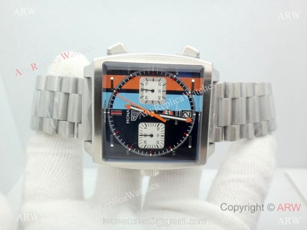 Tag Heuer Monaco Quartz Calibre 12 Replica Watch Stainless Steel Blue Red Dial