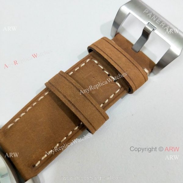 Copy Panerai Luminor PAM00127 Watch Black Dial Brown Leather Band