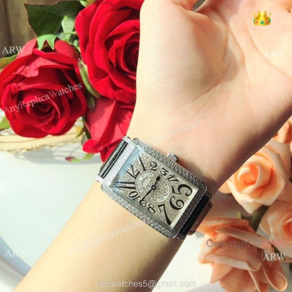 New Copy Franck Muller Long Island Ss Iced Out Diamond Watch 26mm