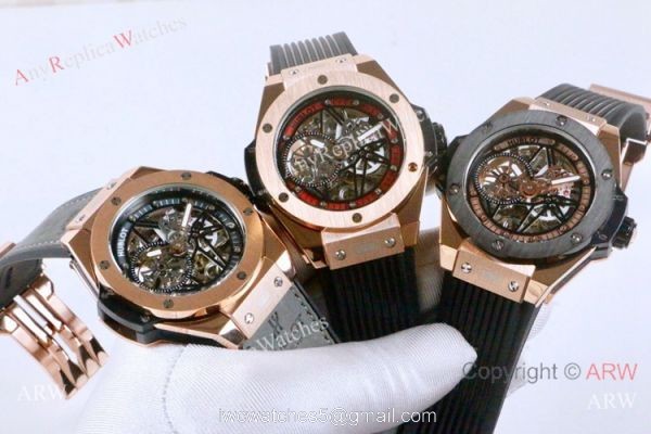 Best Fake Hublot Geneve Big Bang Skeleton Dial Rose Gold Watch 45mm