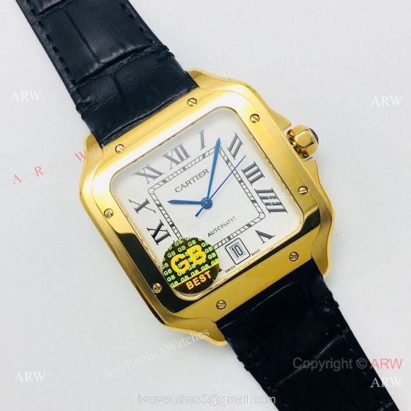 (GB) 2019 New Cartier Santos Yellow Gold Watch AAA Swiss Replica