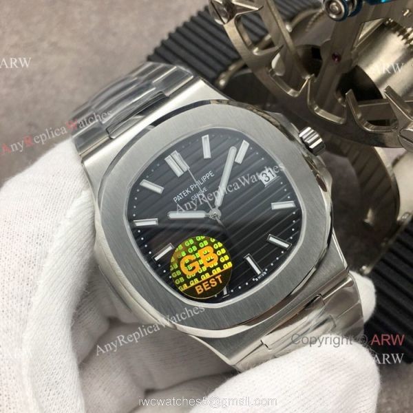 Swiss Copy Patek Philippe Nautilus SS Black Dial 40MM Watch GB Factory