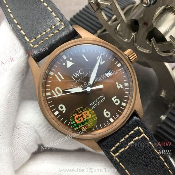Swiss Replica IWC Big Pilots Spitfire 9015 Watch Bronze Case Brown Dial