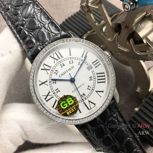 (GB) Swiss Grade Copy Cartier Ronde Solo Men Watch SS Diamond