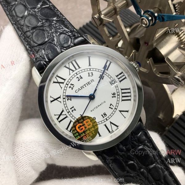 (GB)Best Replica Cartier Ronde Solo Cartier White Dial Watch 9015 Movement