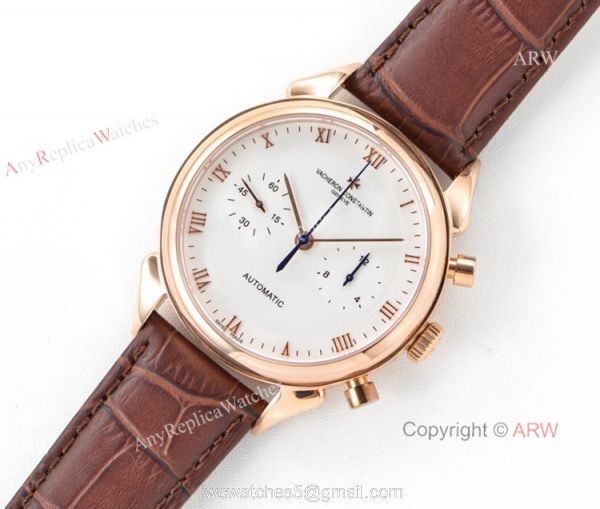 Swiss Replica Vacheron Constantin Geneve Rose Gold White Dial Watch 42mm