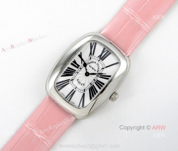 Swiss Replica Franck Muller Geneve Galet Quartz Watch Pink Leather Band
