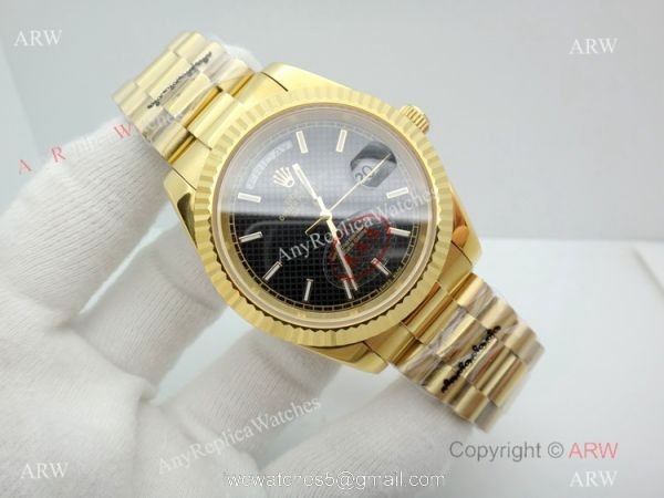 New Copy Rolex Day-Date President White textured Dial Watch 40mm