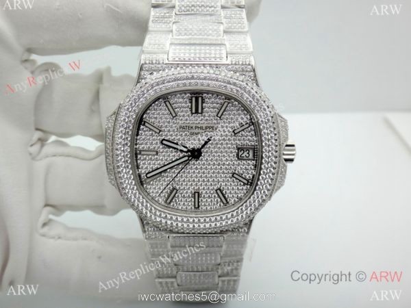 Best Replica Iced Out Patek Philippe Nautilus Men Watch Swiss Grade 1