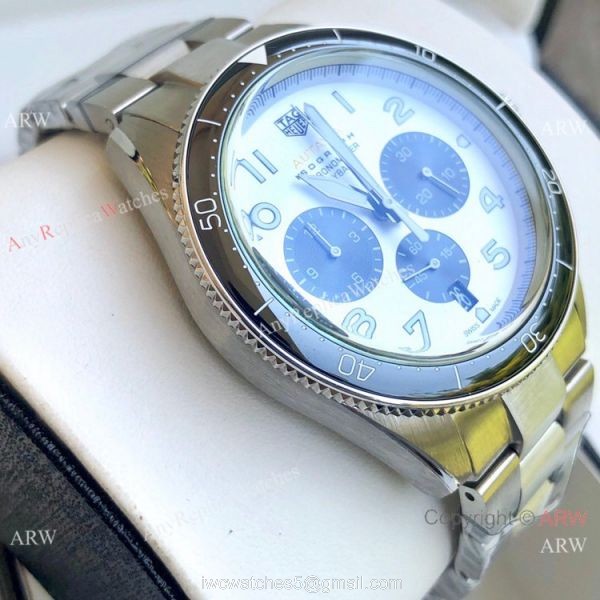 Copy Tag Heuer Autavia Flyback Stainless Steel White Dial Watches 43mm