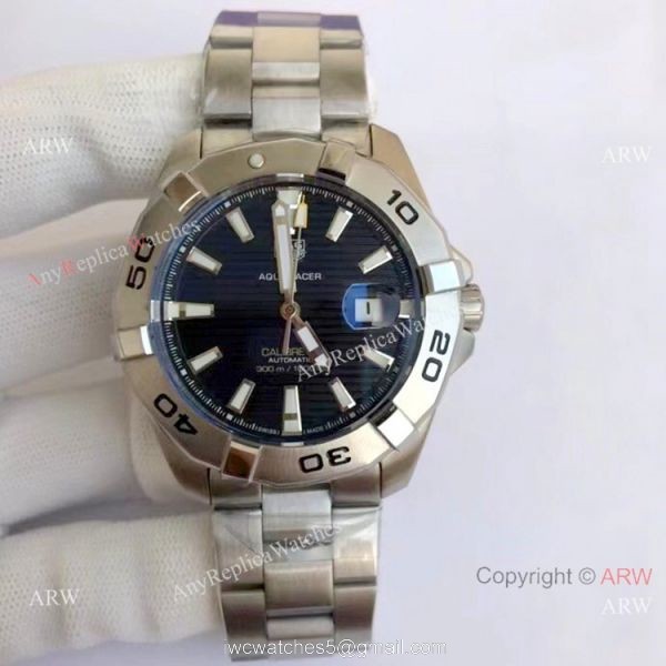 Wholesale Copy Tag Heuer Aquaracer Calibre 5 Watch Silver and White