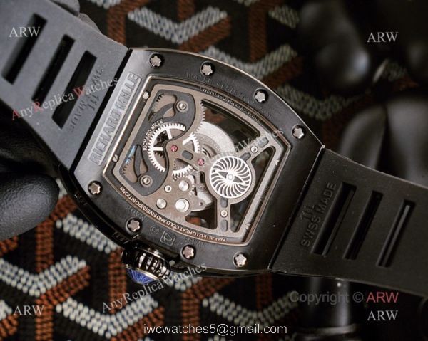 Limited Richard Mille Eagle Copy Watch With Silver Diamonds Black Rubber Band For Men