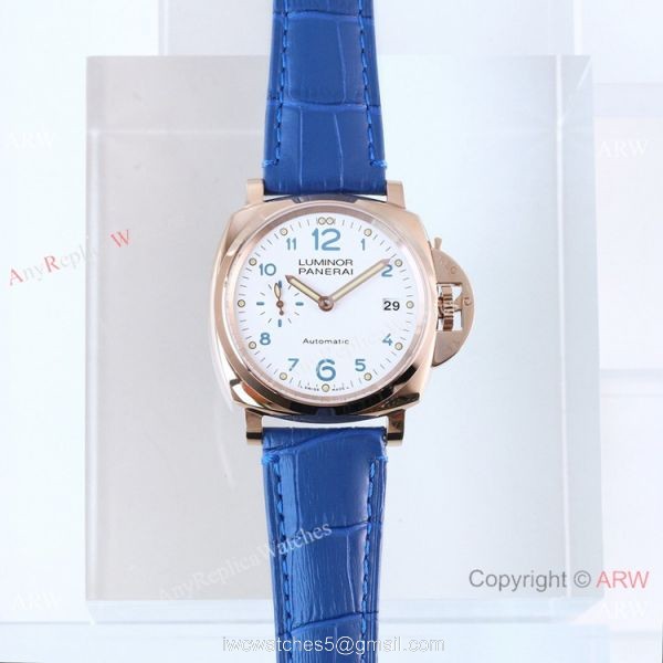 (VS) Swiss Panerai Luminor PAM756 Rose Gold White Face Watch