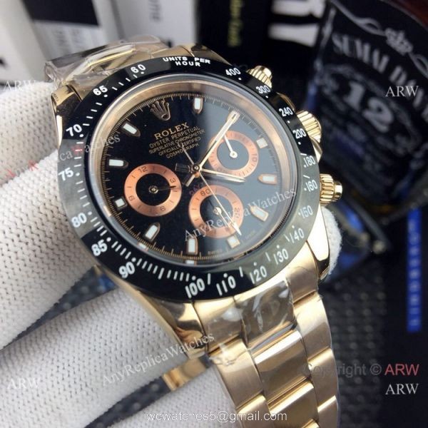 AAA Replica Rolex Daytona 40mm Watches Rose Gold Black Ceramic