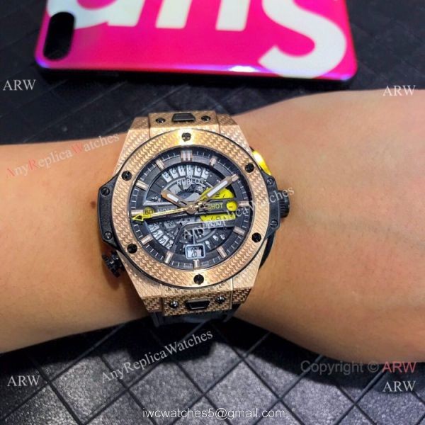 NEW Hublot Big Bang Unico Golf Replica Watch Rose Gold Gummy Strap