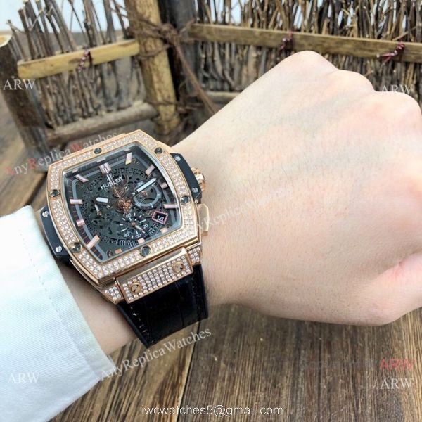 Hublot MP-06 Senna Replica Waches Rose Gold Diamond Case