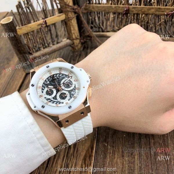 Copy Hublot Big Bang Evolution 44mm Watches Rose Gold Ceramic Bezel