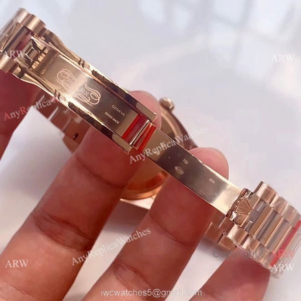 Swiss Replica Rolex DayDate Rose Gold D-Brown Dial Watch EW Factory 3255