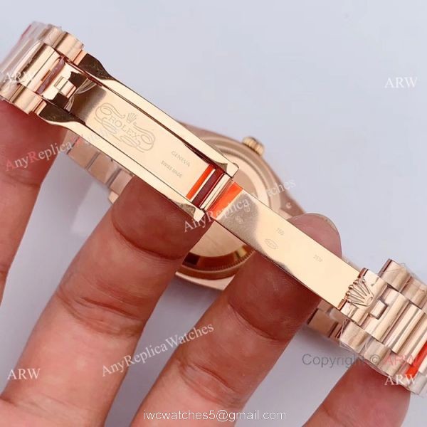 (EW Factory) Swiss Rolex Oyster Perpetual Day Date Fake Watch Rose Gold Presidential 36mm