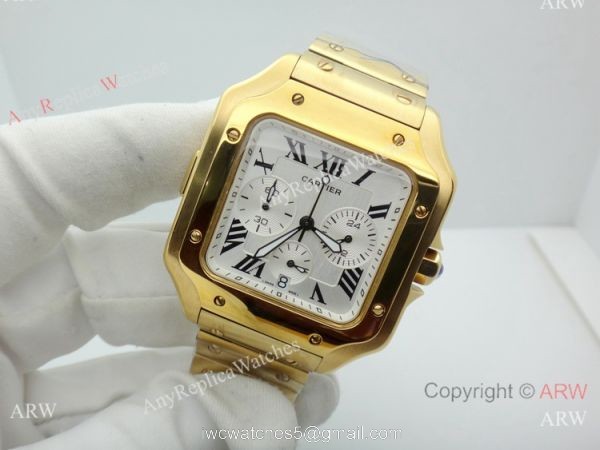 Best Quality Cartier Santos Watch All Gold Chronograph 39mm