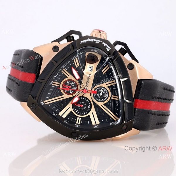 New Copy Lamborghini Spyder 9004 Chrono Watch Rose Gold Black Bezel