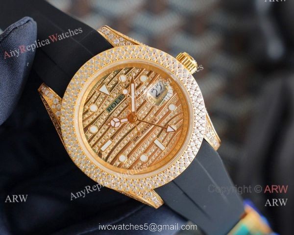 High Quality Rolex GMT-Master II Iced Out Watch Rubber Strap