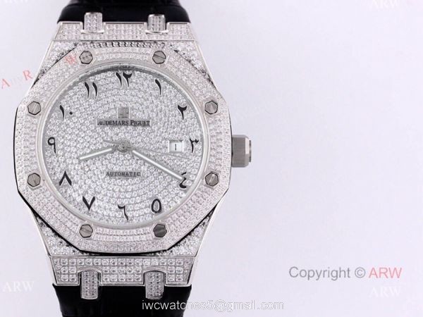 Swiss Replica Audemars Piguet Royal Oak Diamonds With Arabic Dial Automatic Watch For Men