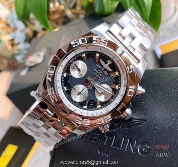 Swiss Breitling 1884 Replica Chronometre Certifie Stainless Steel Grey Dial Mens Watch