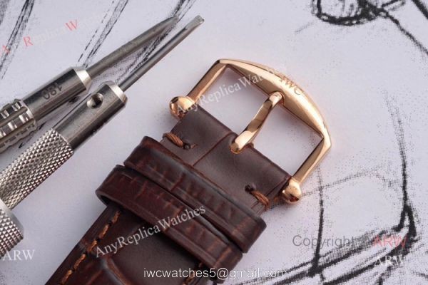 Swiss Replica IWC Schaffhausen Portofino 8 Days Power Reserve Rose Gold White Dial Watch
