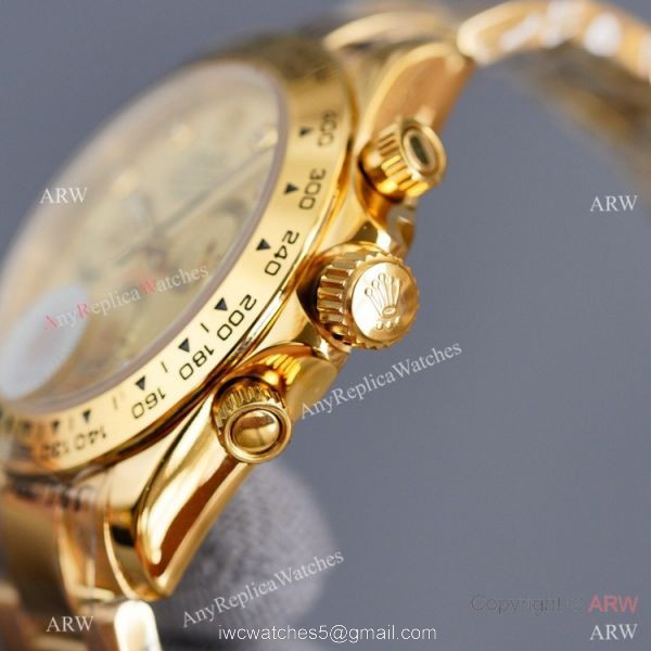 Swiss Quality Replica Rolex Daytona Watch 40mm Gold Diamond Dial Black Ceramic Bezel