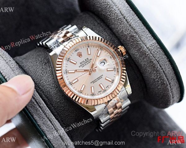 NEW UPGRADED Rolex Datejust II 41 Watch Replica Two Tone Rose Gold White Dial