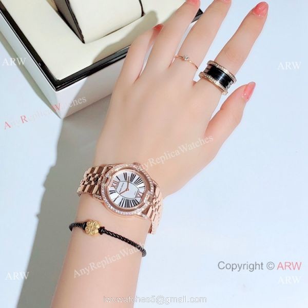 Copy Roger Dubuis Velvet Quartz Watches Rose Gold Black Dial