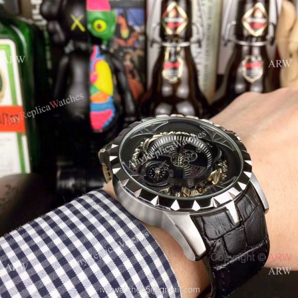 Copy Roger Dubuis Excalibur Quatuor Watches SS Blue Dial